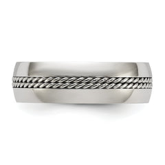 Chisel Titanium Polished with Curb Chain Inlay 7mm Band