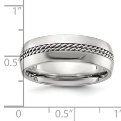 Chisel Titanium Polished with Curb Chain Inlay 7mm Band