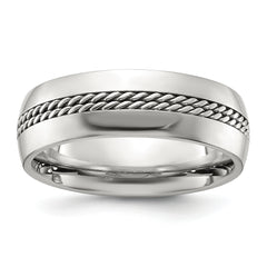 Chisel Titanium Polished with Curb Chain Inlay 7mm Band