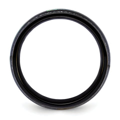 Chisel Titanium Polished Black IP-plated with Abalone and Imitation Meteorite Inlay 8mm Band