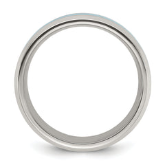 Chisel Titanium Polished with Turquoise Inlay 8mm Band