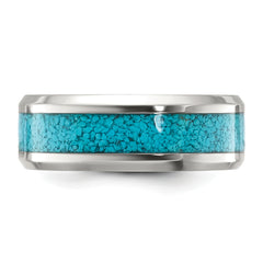 Chisel Titanium Polished with Turquoise Inlay 8mm Band