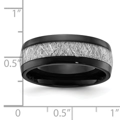 Chisel Titanium Polished Black IP-plated with Imitation Meteorite Inlay 8mm Band