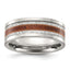 Chisel Titanium Polished with Wood and Imitation Meteorite Inlay 8mm Band