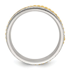 Chisel Titanium Polished and Textured Yellow IP-plated Center 6mm Band