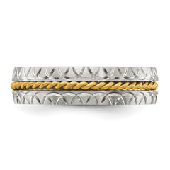 Chisel Titanium Polished and Textured Yellow IP-plated Center 6mm Band