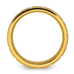 Chisel Titanium Polished Yellow IP-plated Grooved 6mm Band