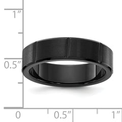 Chisel Titanium Polished Black IP-plated Grooved 6mm Band
