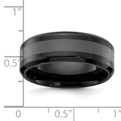 Chisel Titanium Polished Black IP-plated Brushed Center 8mm Band