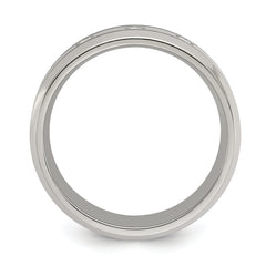 Chisel Titanium Polished with CZ 8mm Band