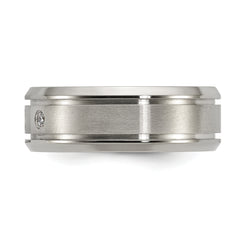 Chisel Titanium Polished with CZ 8mm Band