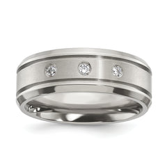 Chisel Titanium Polished with CZ 8mm Band