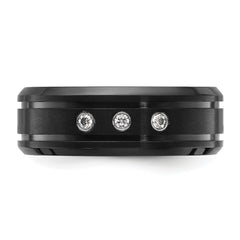 Chisel Titanium Polished Black IP-plated CZ 8mm Band