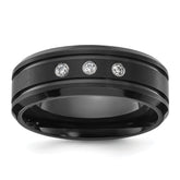 Chisel Titanium Polished Black IP-plated CZ 8mm Band