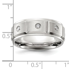 Chisel Titanium Brushed and Polished with CZ 8mm Band