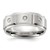 Chisel Titanium Brushed and Polished with CZ 8mm Band