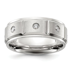 Chisel Titanium Brushed and Polished with CZ 8mm Band