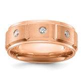 Chisel Titanium Brushed and Polished Rose IP-plated with CZ 8mm Band