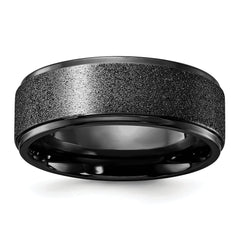 Chisel Titanium Polished Laser-cut Center Black IP-plated 8mm Band