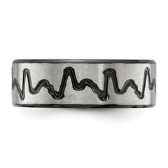 Chisel Titanium Brushed Black IP-plated Heartbeat 8mm Band