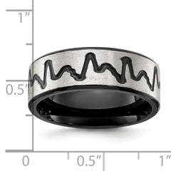 Chisel Titanium Brushed Black IP-plated Heartbeat 8mm Band