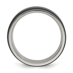Chisel Titanium Polished with Brushed Black Zirconium Rotating Inner Channel 8mm Band