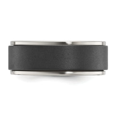 Chisel Titanium Polished with Brushed Black Zirconium Rotating Inner Channel 8mm Band