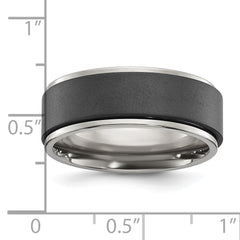 Chisel Titanium Polished with Brushed Black Zirconium Rotating Inner Channel 8mm Band