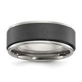 Chisel Titanium Polished with Brushed Black Zirconium Rotating Inner Channel 8mm Band