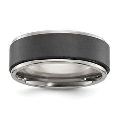 Chisel Titanium Polished with Brushed Black Zirconium Rotating Inner Channel 8mm Band