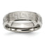 Titanium Ridged Edge Greek Key Design 6mm Satin/Polished Band - Sophia Jewelers