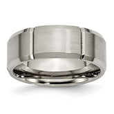Chisel Titanium Brushed and Polished 8mm Grooved Beveled Edge Band