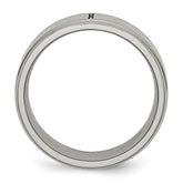 Chisel Titanium Brushed Center Cross 8mm Ridged Edge Band