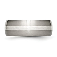 Chisel Titanium Brushed with Sterling Silver Inlay 8mm Band