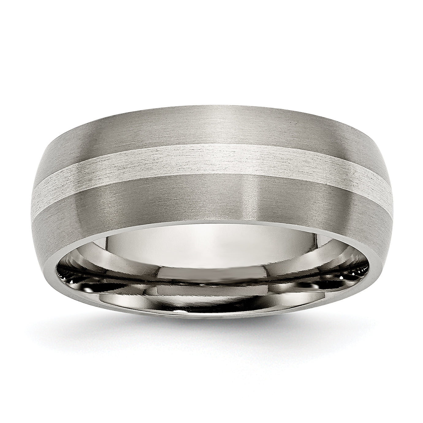 Chisel Titanium Brushed with Sterling Silver Inlay 8mm Band
