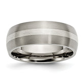 Chisel Titanium Brushed with Sterling Silver Inlay 8mm Band
