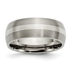 Chisel Titanium Brushed with Sterling Silver Inlay 8mm Band