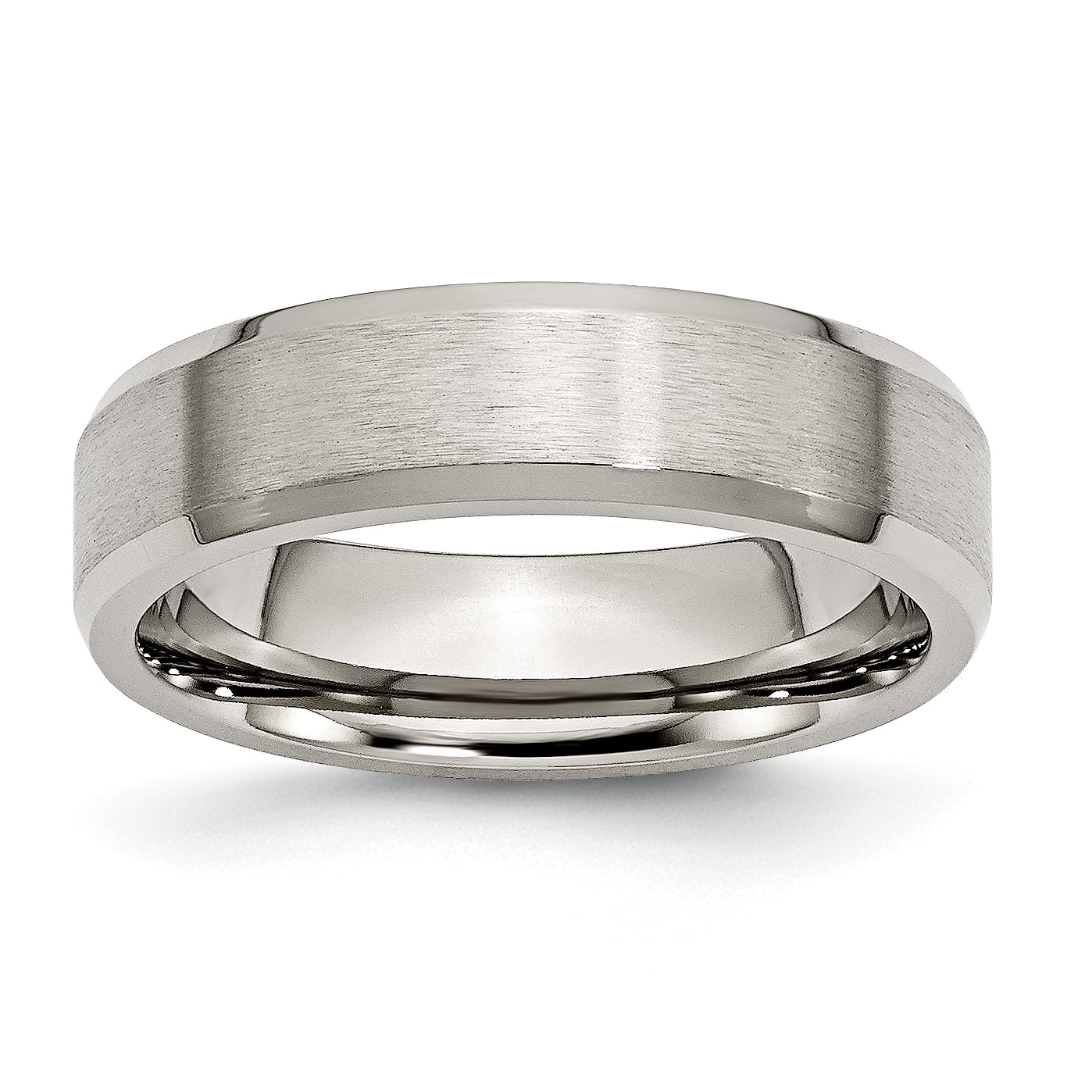 Titanium Brushed with Polished and Beveled Edge 6mm Band