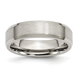 Titanium Brushed with Polished and Beveled Edge 6mm Band