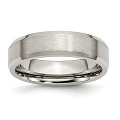 Titanium Brushed with Polished and Beveled Edge 6mm Band