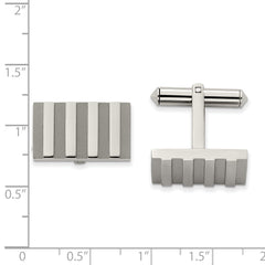 Chisel Titanium Brushed and Polished Stripes Cufflinks