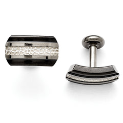 Titanium Black Ti/Sterling Silver Polished Cuff Links