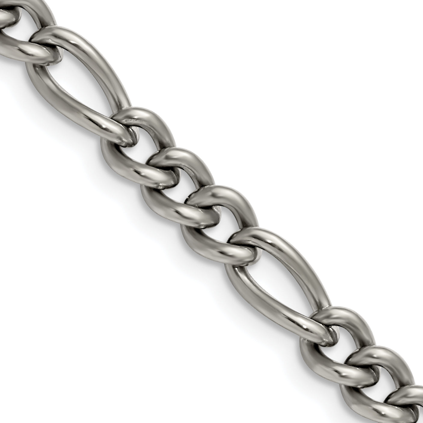 Chisel Titanium Polished 7mm 22 inch Figaro Chain