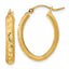 14K Polished and Satin Diamond-cut Oval Hoop Earrings