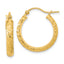 14K Polished and Textured D/C Hoop Earrings