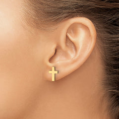 14k Polished Cross Earrings