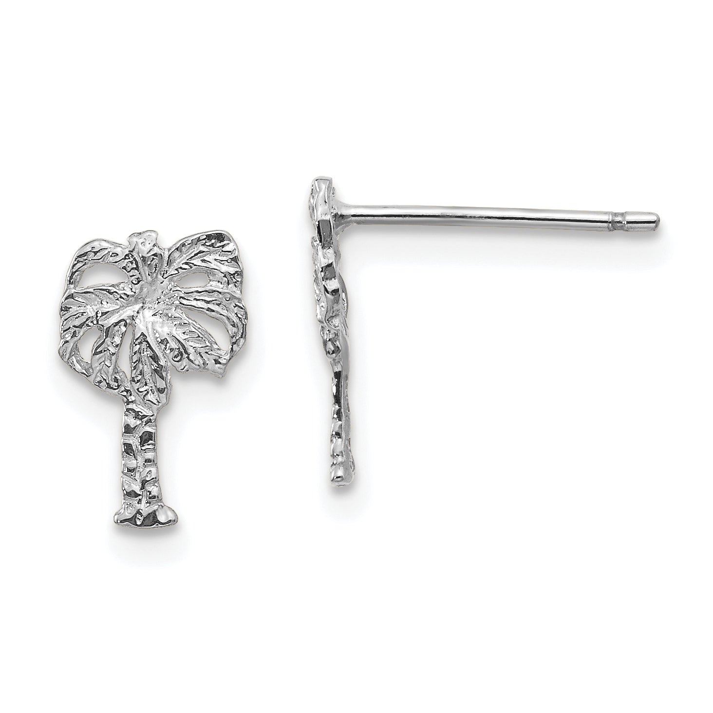 14k White Gold Palm Tree Post Earrings