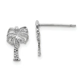 14k White Gold Palm Tree Post Earrings