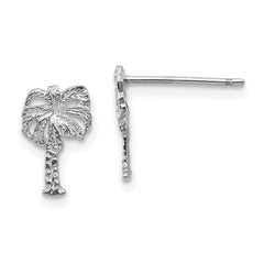 14k White Gold Palm Tree Post Earrings
