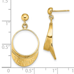 14k 3-D Tennis Visor Dangle Post Earrings